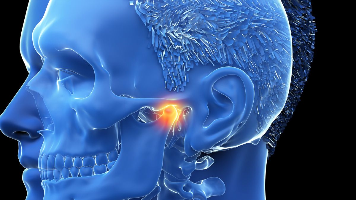 3d rendering of patient with jaw pain from TMJ